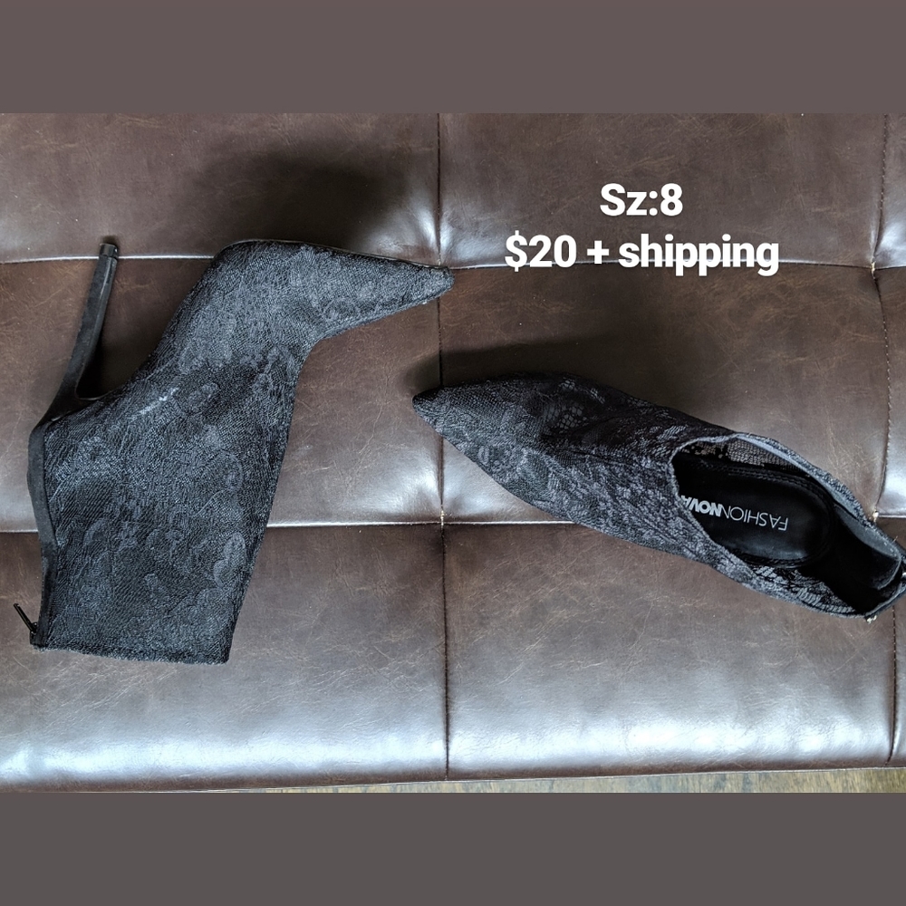 Black lace booties